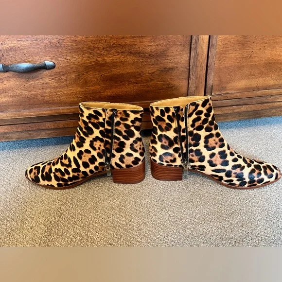 J. Crew Factory Shoes J Crew Leopard Print Booties Poshmark